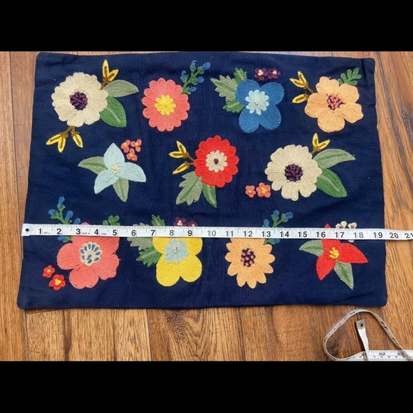 Astrid Embroidered Floral Throw Accent Pillow Case 19.5 x 14" Flowers - Picture 3 of 4